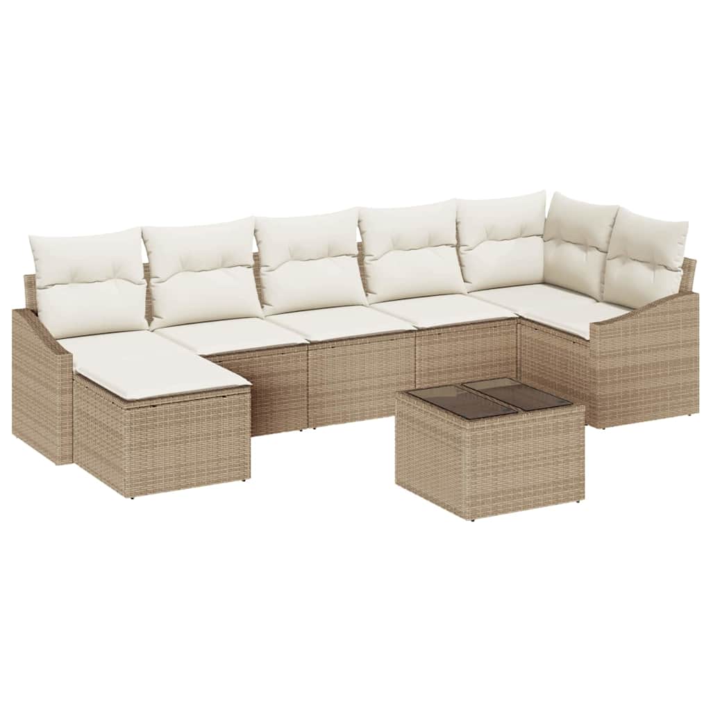 Garten Essgruppe mit Kissen mit Speicher 8 pcs Beige und Creme